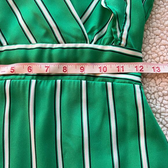 Monteau Green and White Stripe Summer Dress Small - Picture 11 of 12